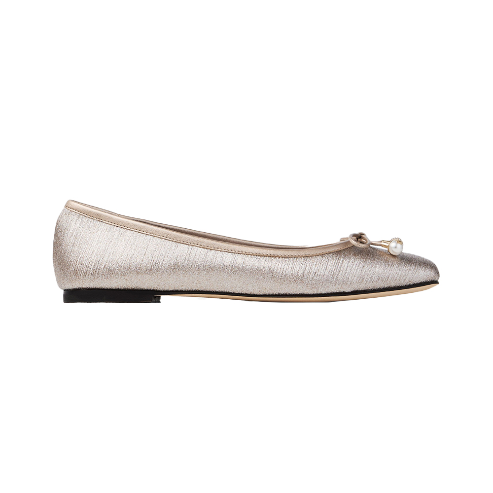 Jimmy Choo Elme Glitter Ballet Flats Macaron –