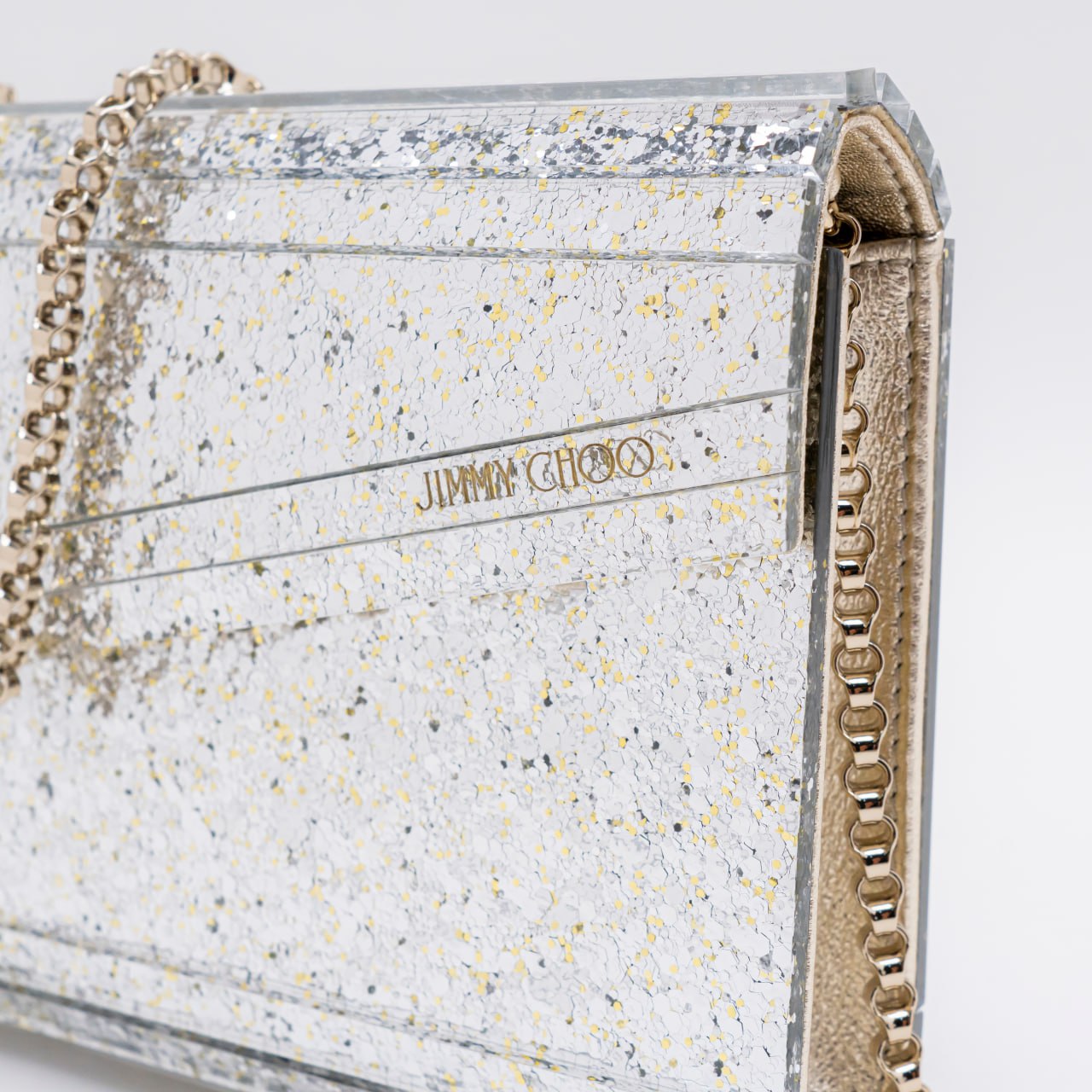 Jimmy Choo Candy Glitter Fabric Clutch Bag Champagne – voilà.id