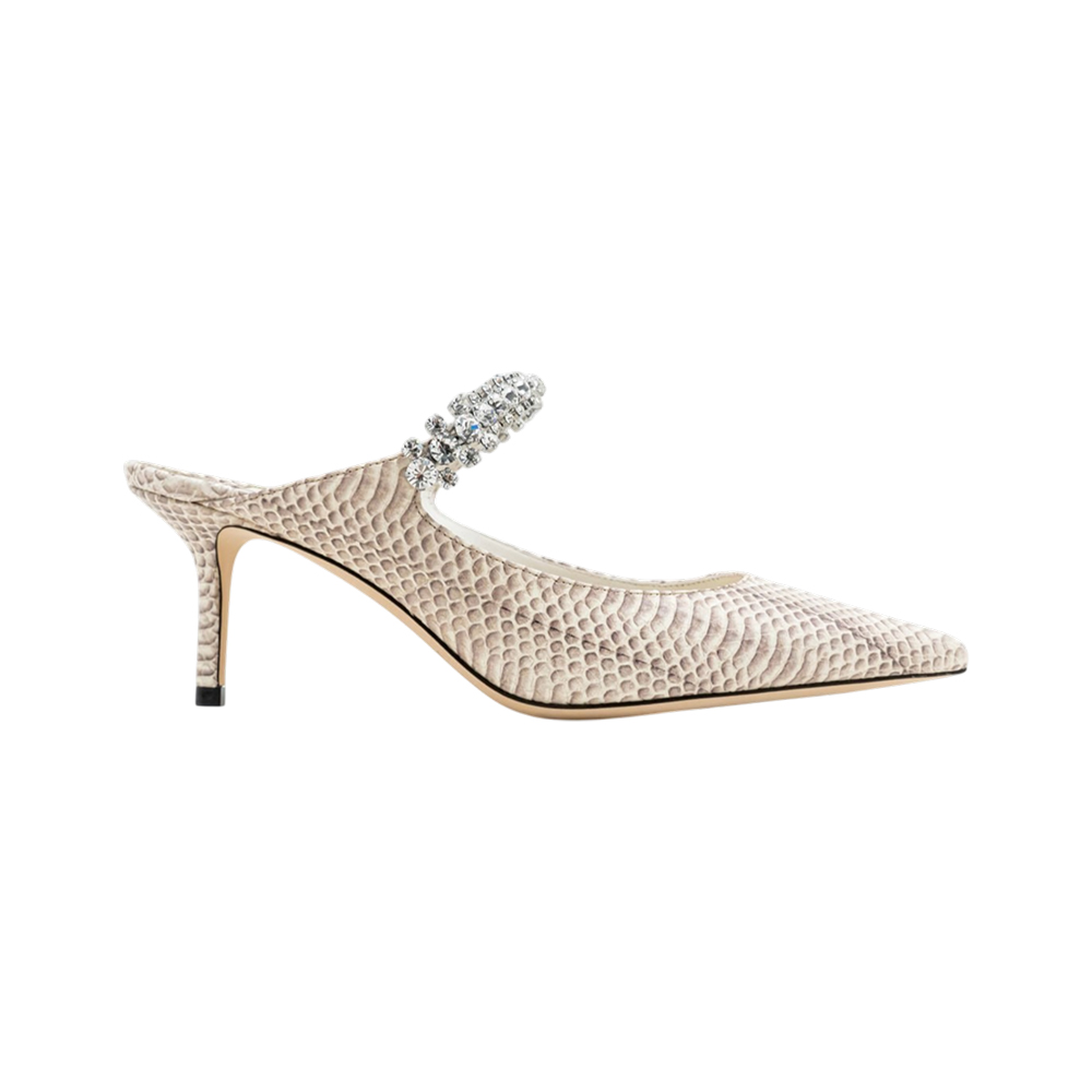 Jimmy Choo Bing 65 Crystal Strap Snake Printed Leather Roccia