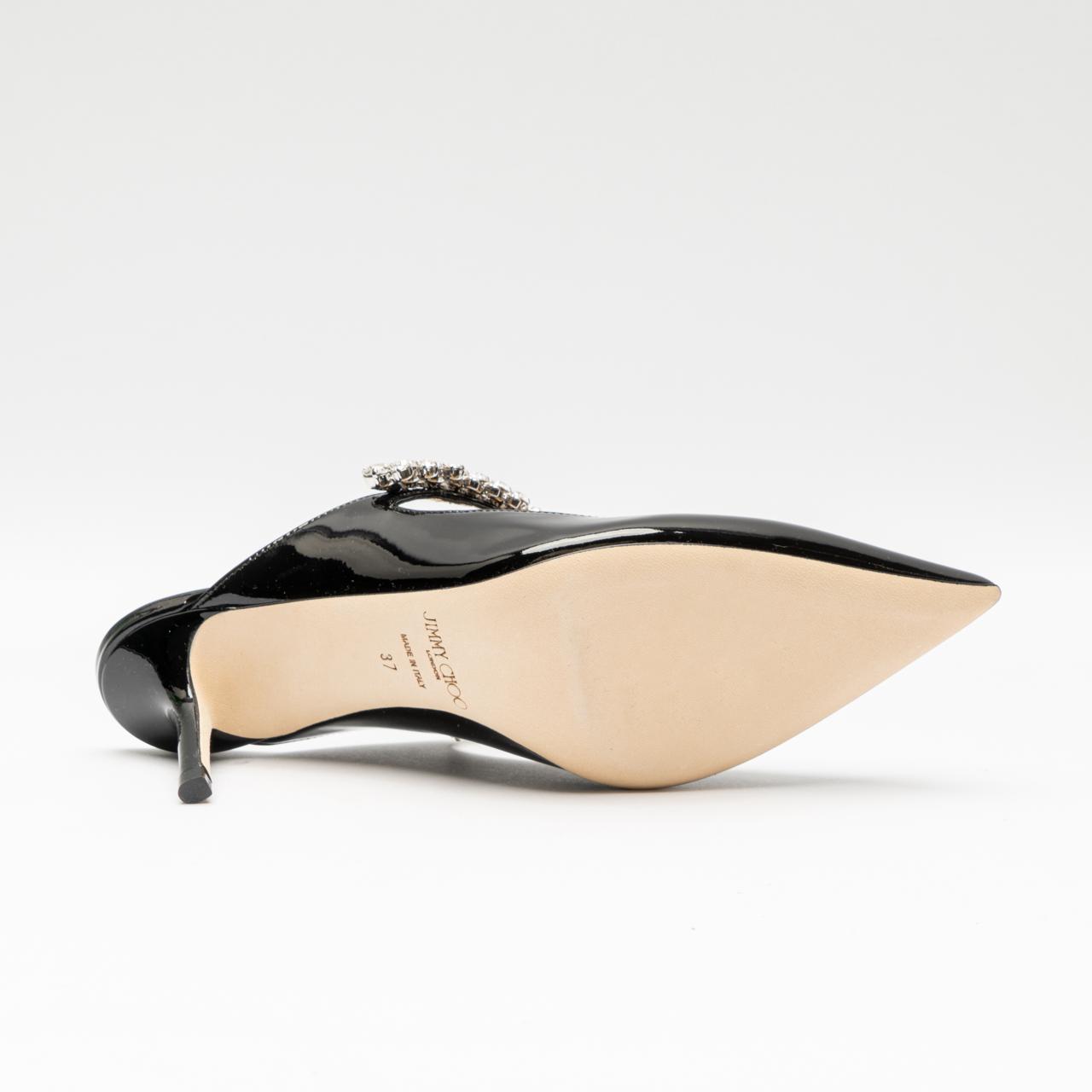 Jimmy Choo Bing 65 Crystal Strap Patent Leather Heels Black – voilà.id