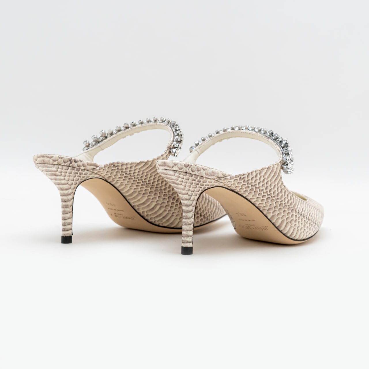 Jimmy Choo Bing 65 Crystal Strap Snake Printed Leather Roccia