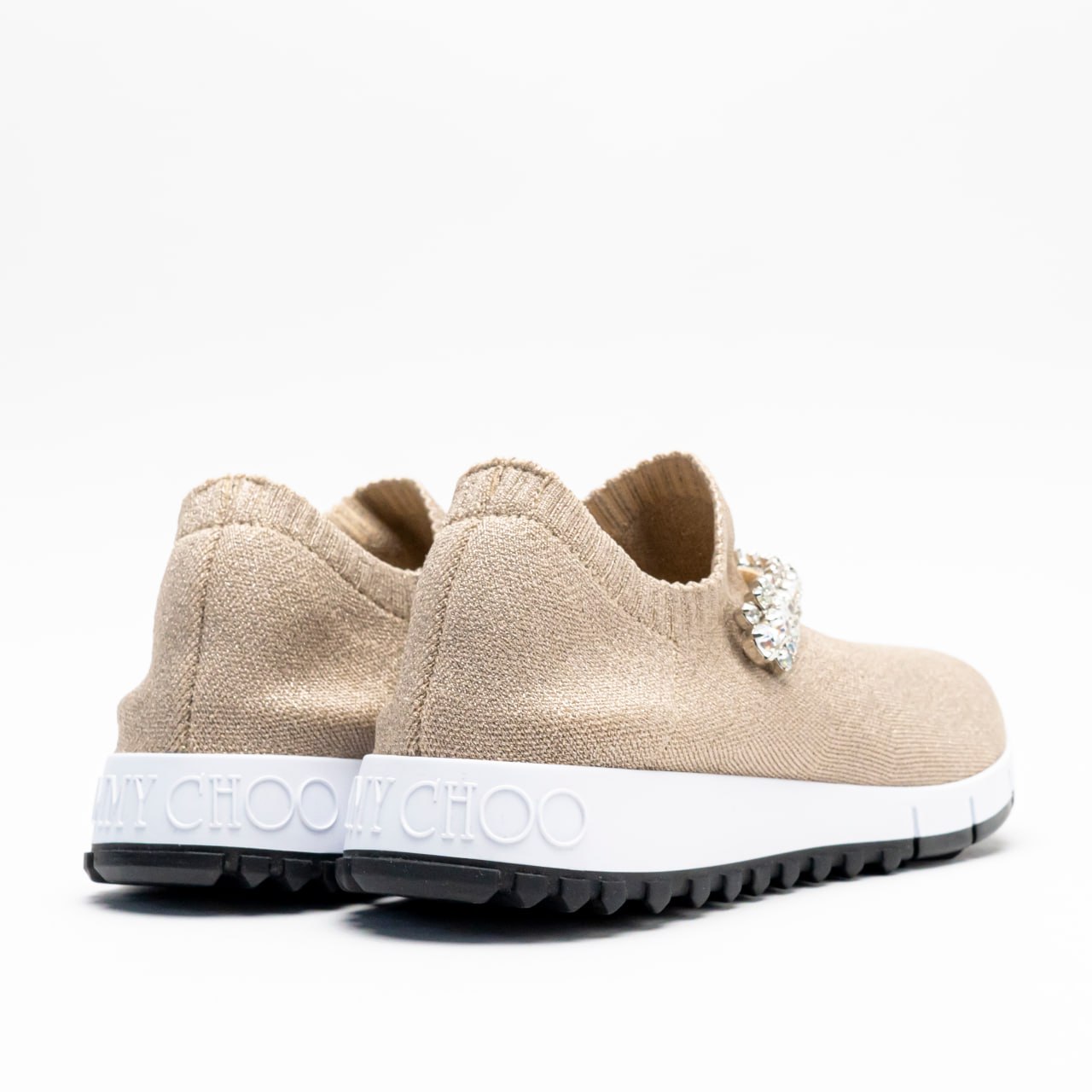 Jimmy Choo Verona スニーカー Ballet Pink Ballet Pink Metallic Knit Trainers with Crystal