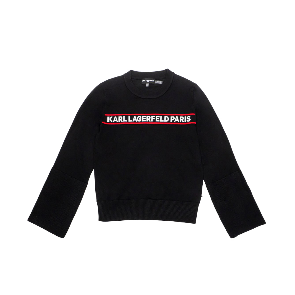 Karl Lagerfeld Paris Logo Sweater with Wide Sleeves Black