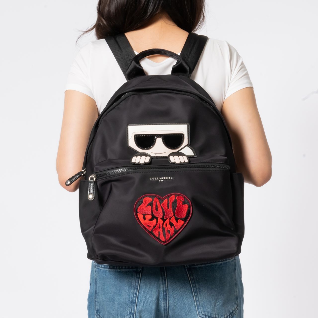 Karl Lagerfeld Paris Maybelle Backpack Bag With Signature Heart Print Black Maybelle Karl Backpack | Backpacks & Belt Bags | Karl  main image 2