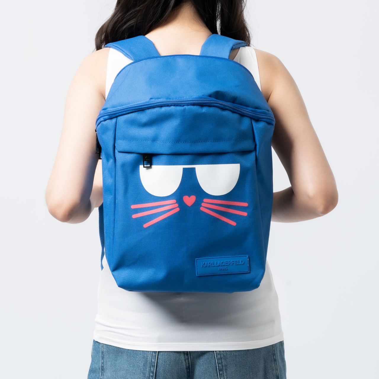 Karl Lagerfeld Paris Cat Canvas Travel Backpack Blue – voilà.id