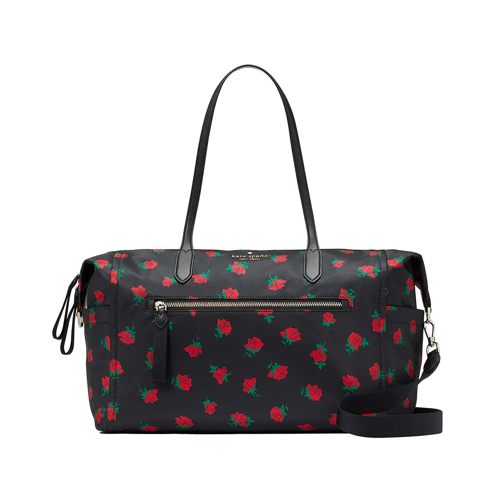 Kate Spade Chelsea Rose Toss Printed Weekender Black Multi voila.id