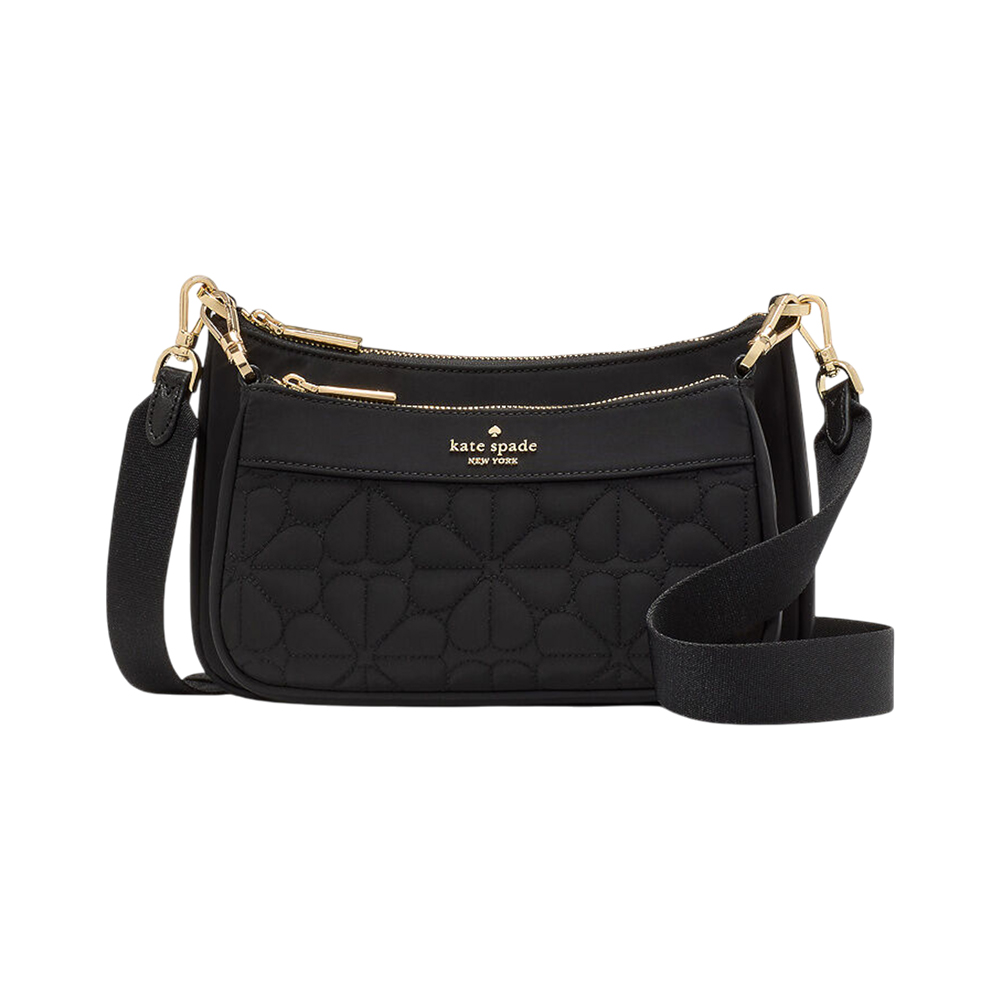 Kate Spade Duet Spade Flower Quilted Nylon Crossbody Black