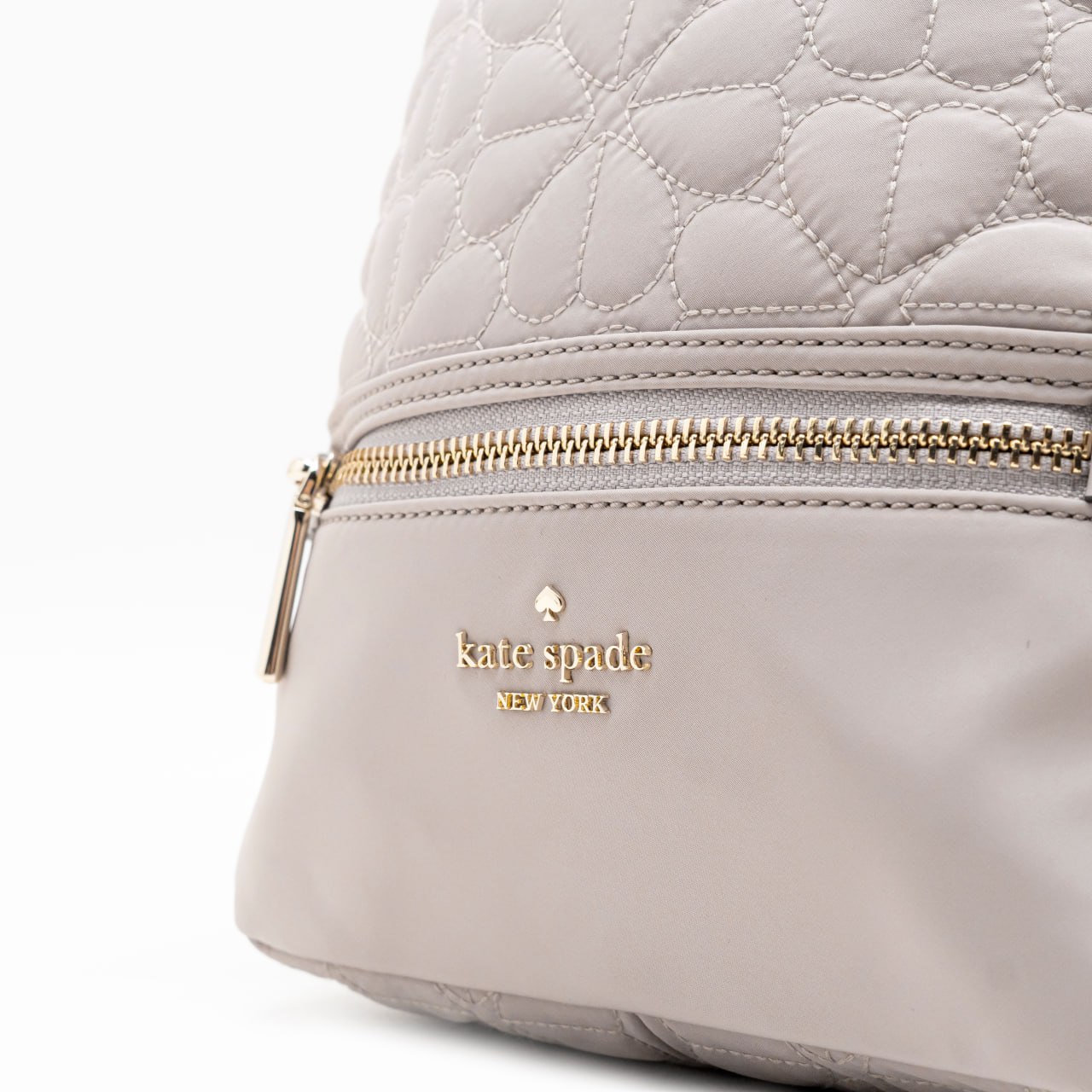 Kate Spade Flower Quilted Fabric Small Backpack Cozy Grey 