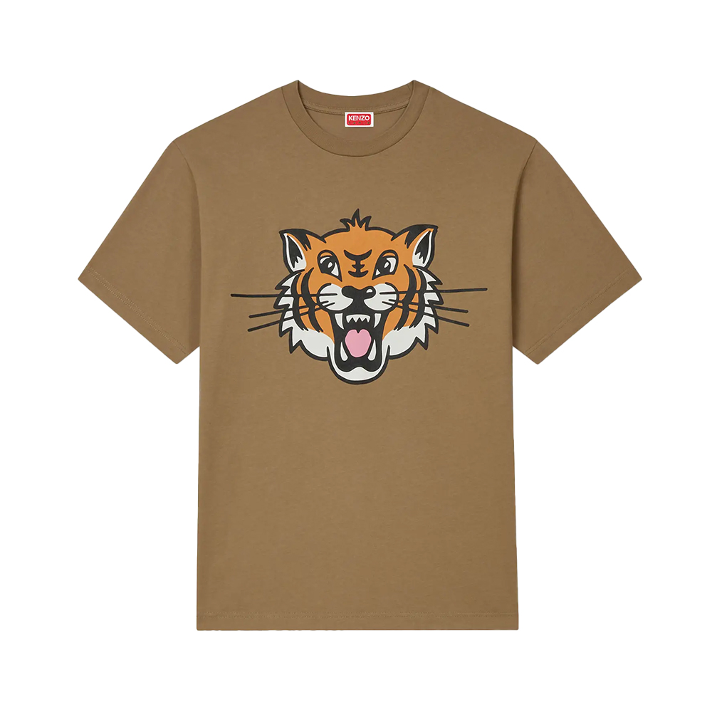 Kenzo Happy Tiger in Cotton T-Shirt Tan Men – voilà.id