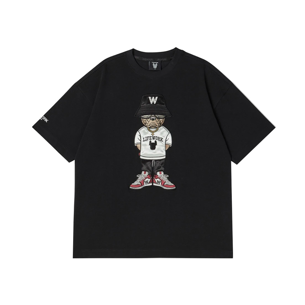 BEYOND CLOSET ♥ ILP Baseball Patch Dog 1/2 T-Shirt Boardy Barn Playlist garment-dyed heavyweight t-shirt