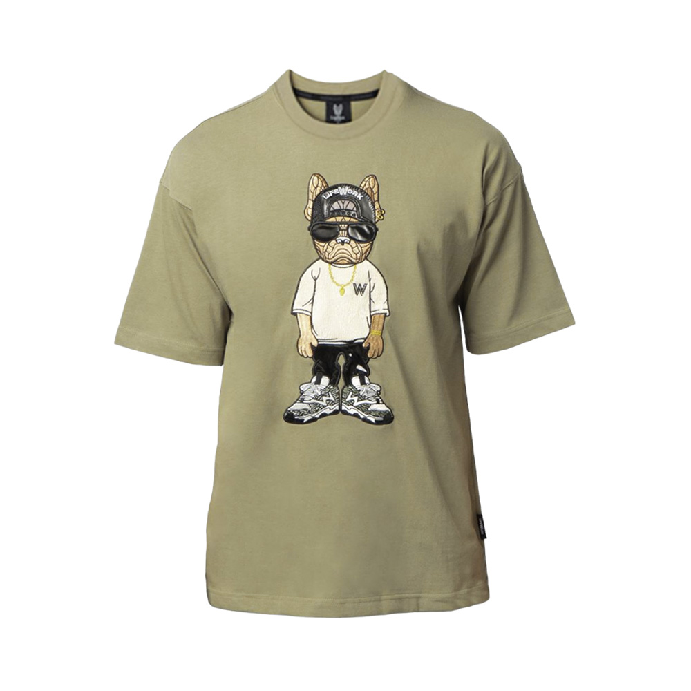beyondclosetのILP Baseball Patch Dog Short Sleeve T-Shirt 689dec1a492e0fdea8991c12fdc4d4
