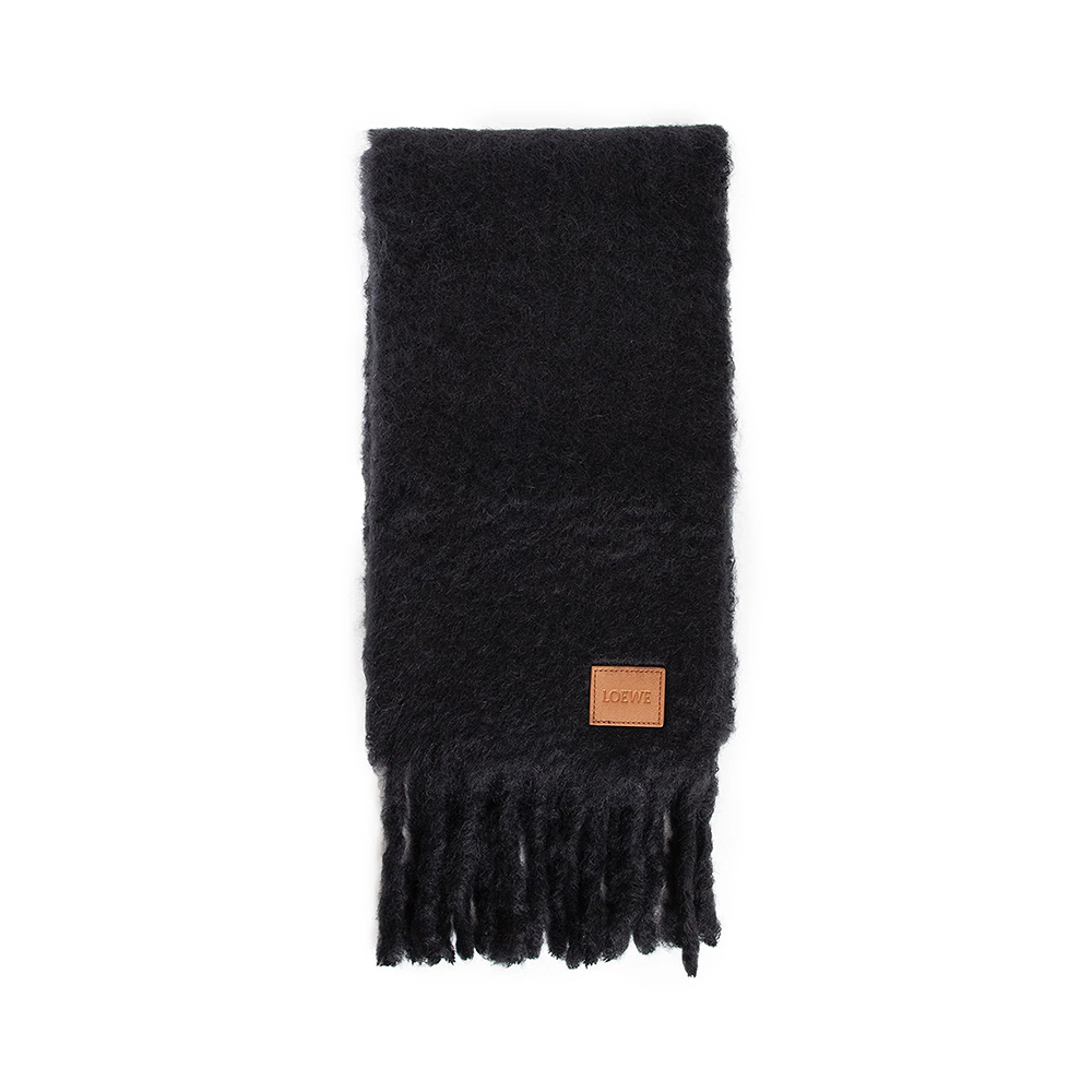 Loewe Anagram Patch Logo Scarf in Mohair and Wool Black – voilà.id