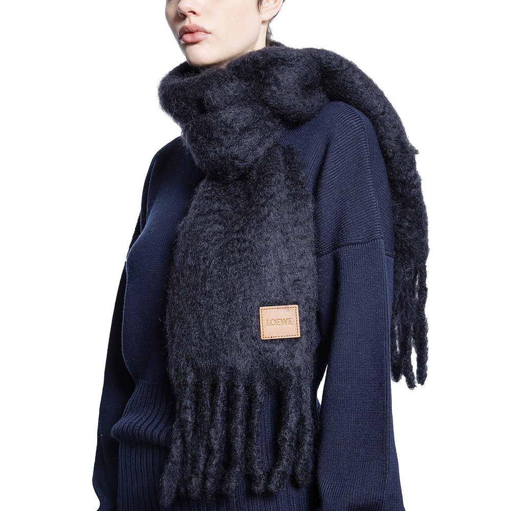 Loewe Anagram Patch Logo Scarf in Mohair and Wool White – voilà.id