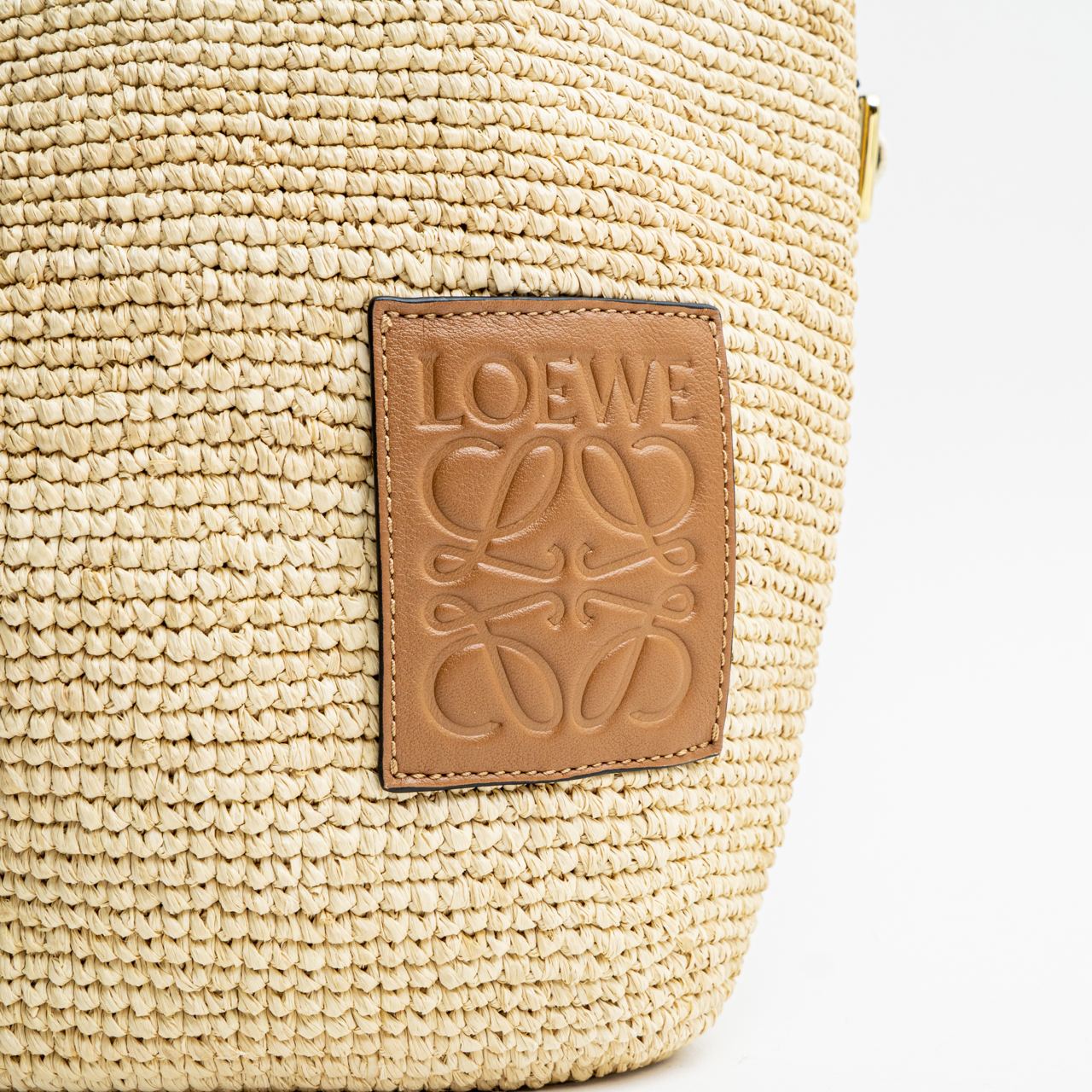 Loewe Mini Slit Bag in Raffia and Calfskin Natural/Tan