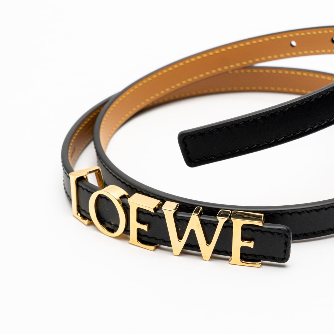 Loewe Logo Lettering Metallic In Smooth Calfskin Belt 15mm
