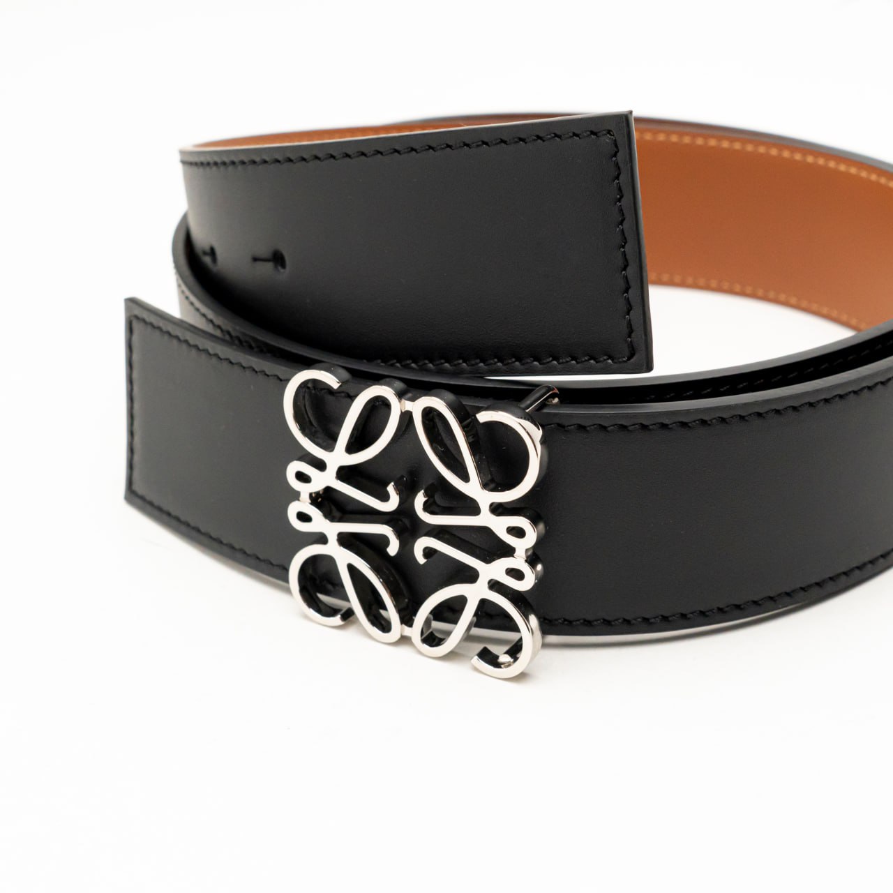 Loewe Anagram Black Reversible Supple Grained Gold Leather 