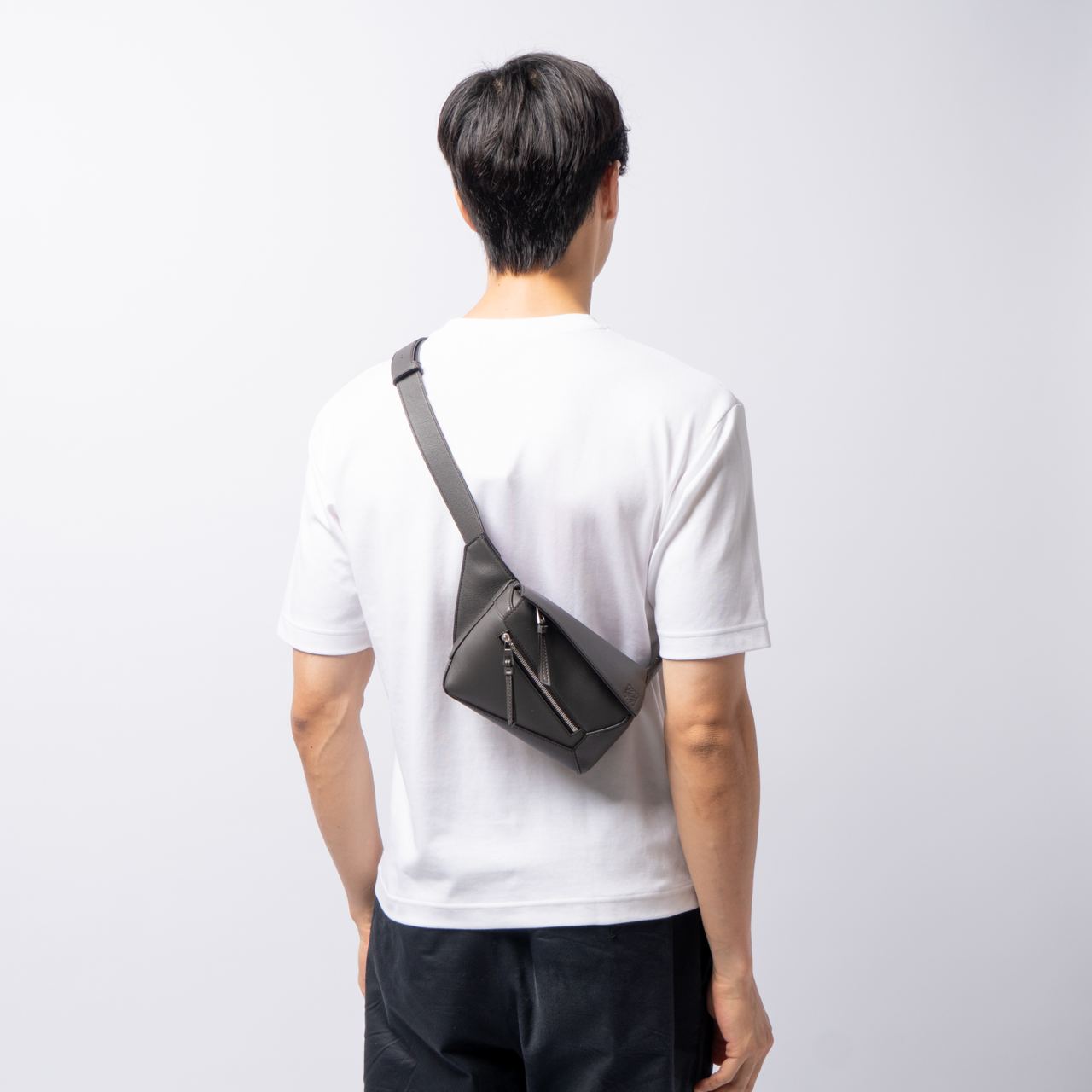 Loewe Mini Puzzle Bumbag in Classic Calfskin Dark Grey