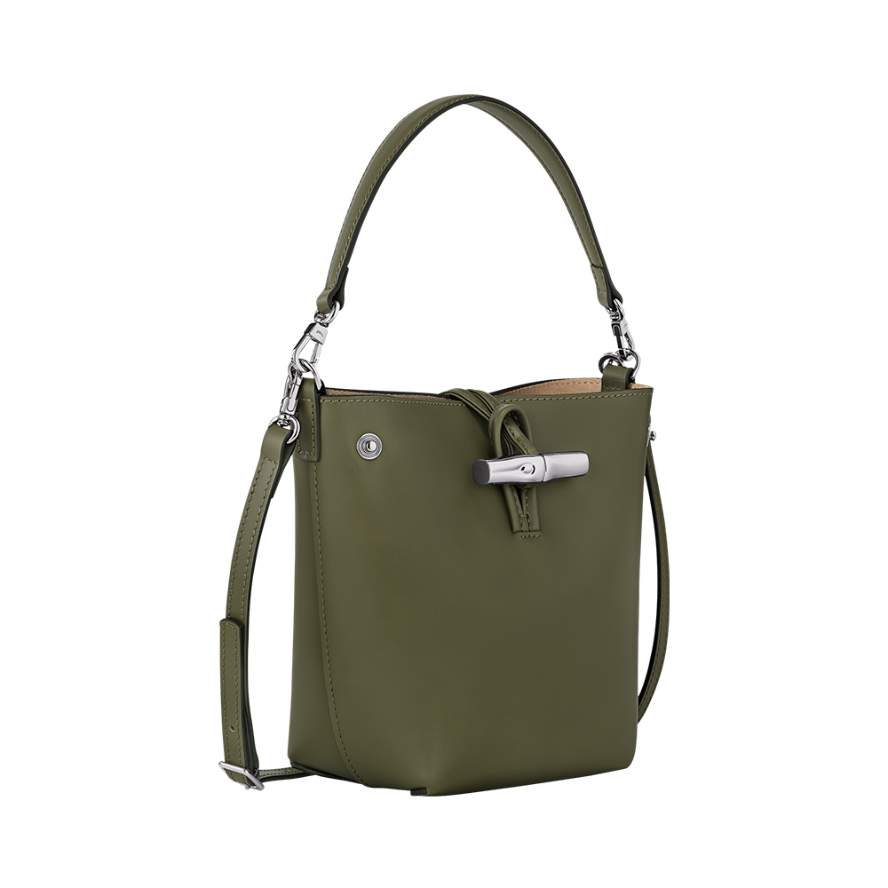 Le Roseau Smooth Leather Extra Small Bucket Bag Khaki