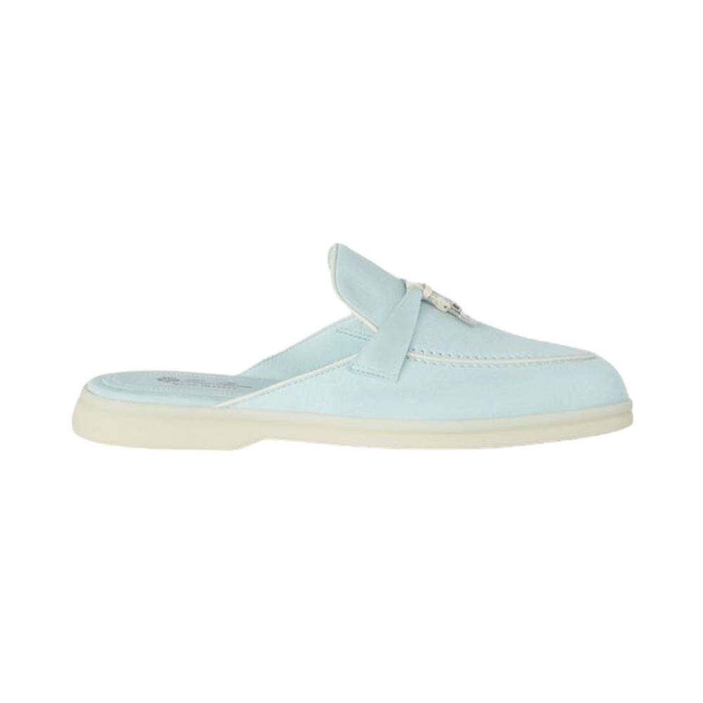 Loro Piana Pink Suede Charms Walk Flat Mules