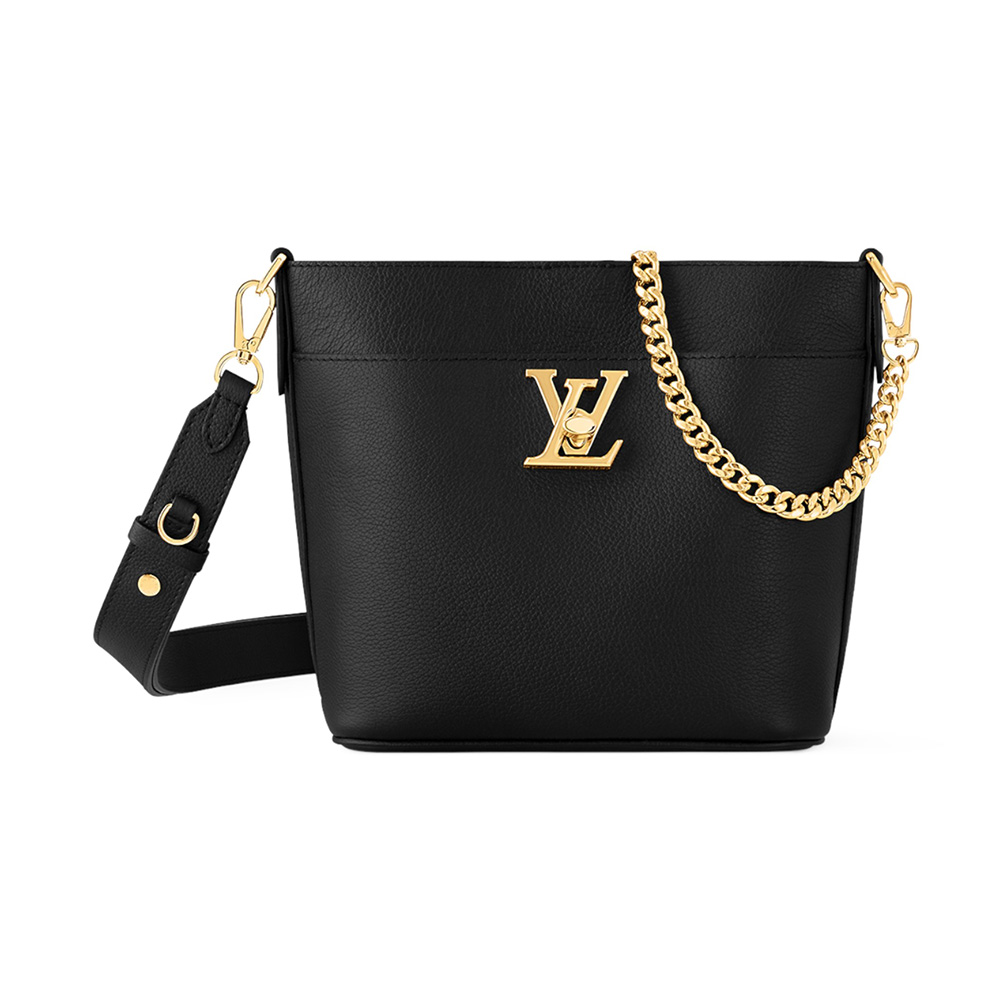 Pivot Small Calf Leather Bucket Bag - Black