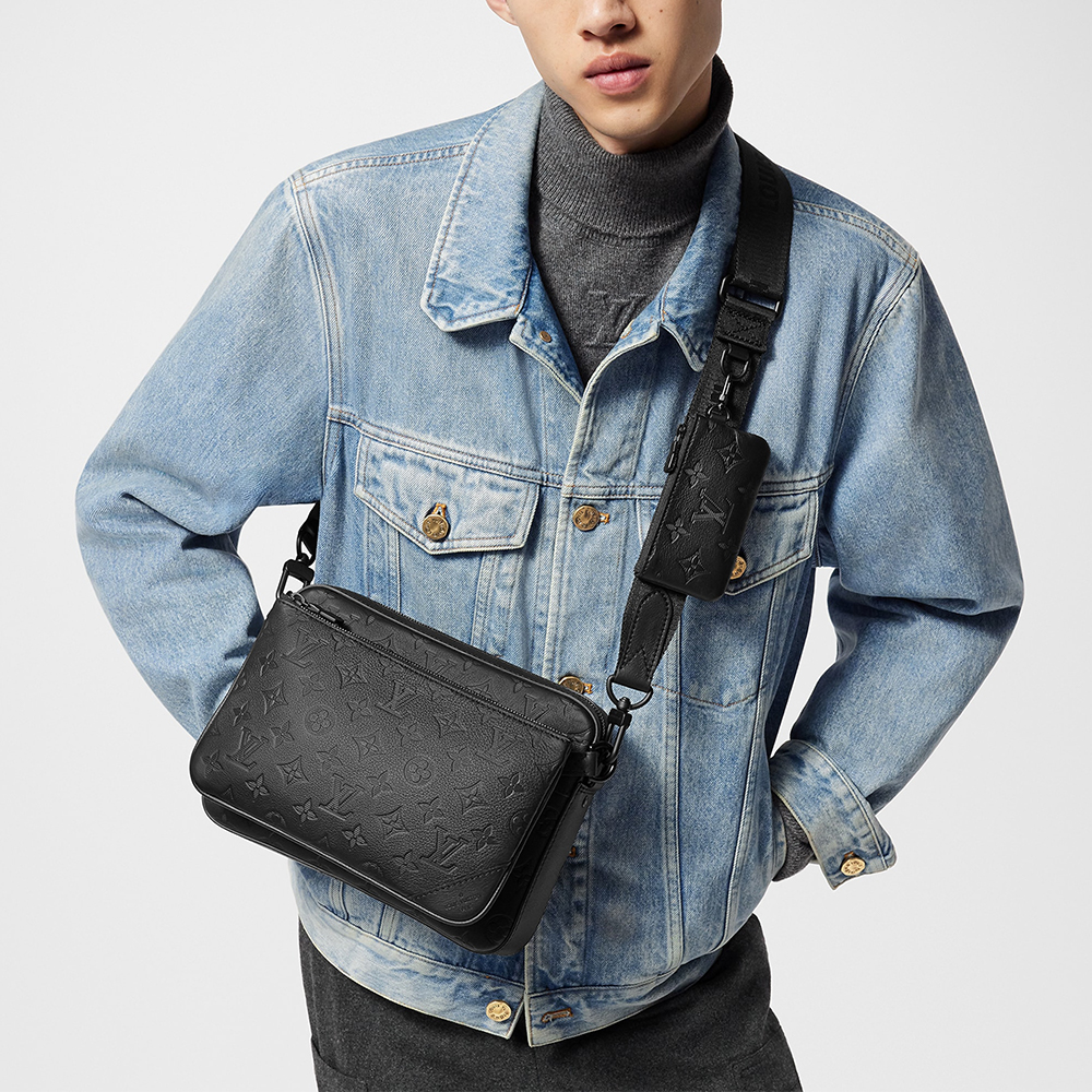 Louis Vuitton Trio Messenger Monogram Shadow Ink Blue/White –