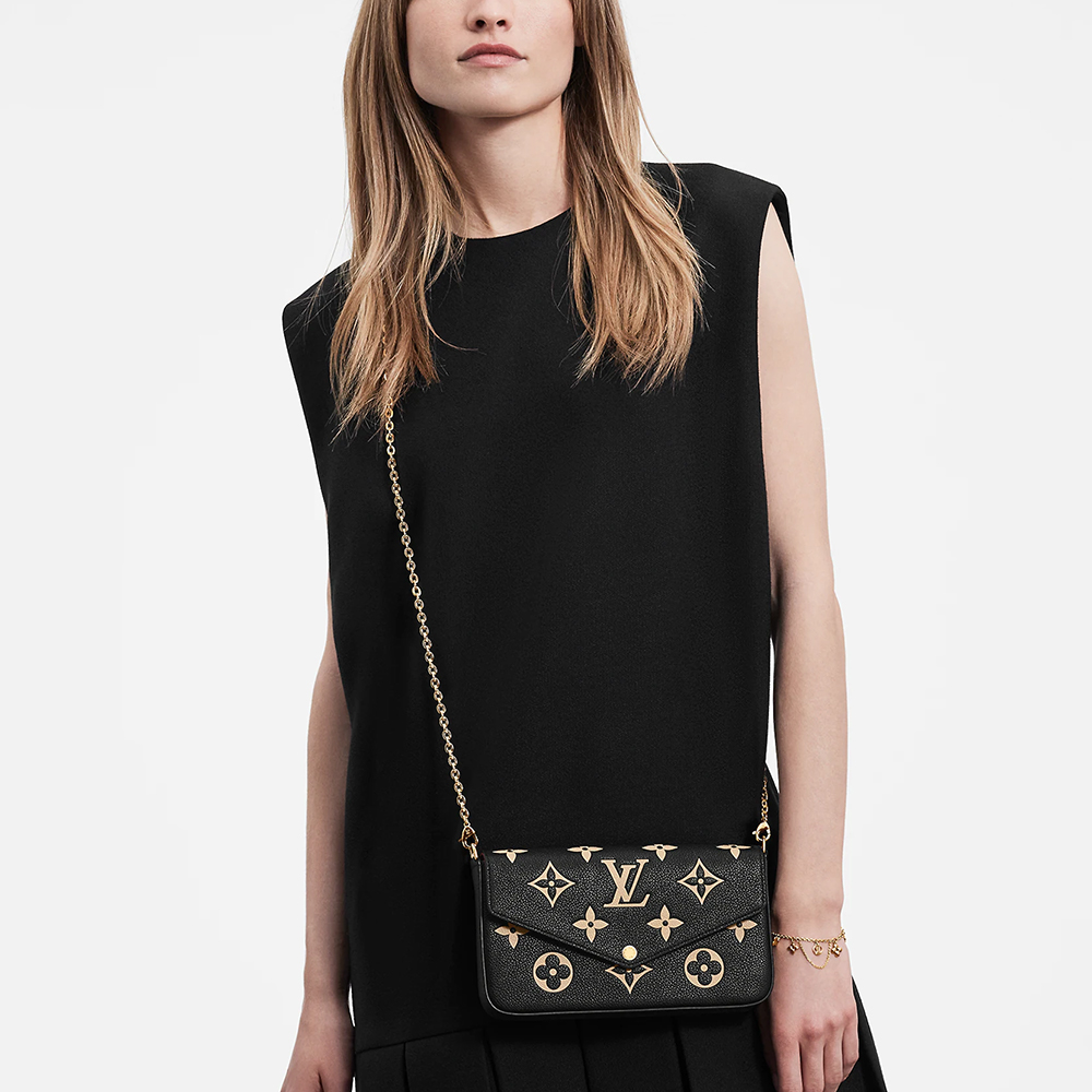 Louis Vuitton Félicie Pochette Monogram Empreinte Leather Tourterelle/Crème  – voilà.id