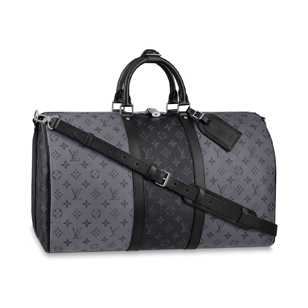 Louis Vuitton Keepall Bandouliere 50 Monogram Eclipse Duffle Bag Black