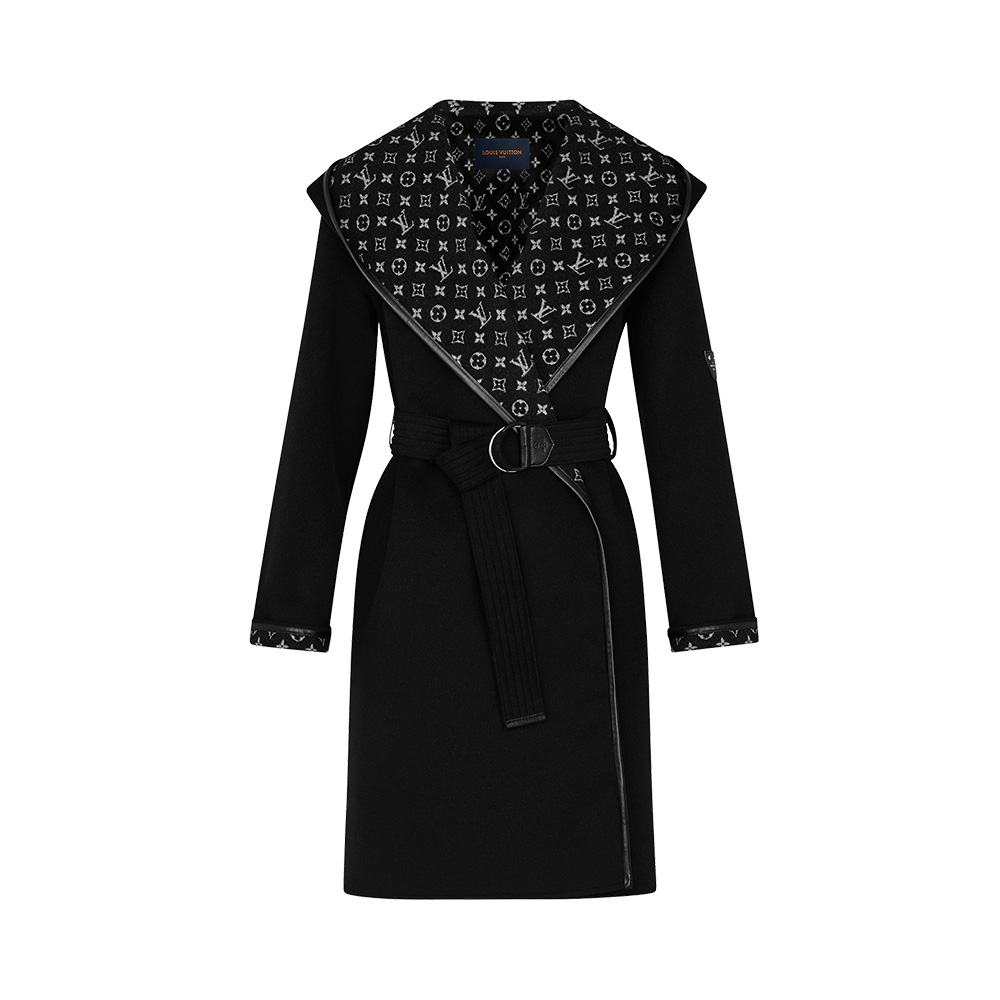 Louis Vuitton Hooded Wrap Coat Black – voilà.id