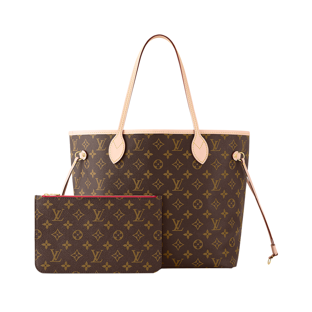 Neverfull MM Monogram Tote Bag Cerise Red
