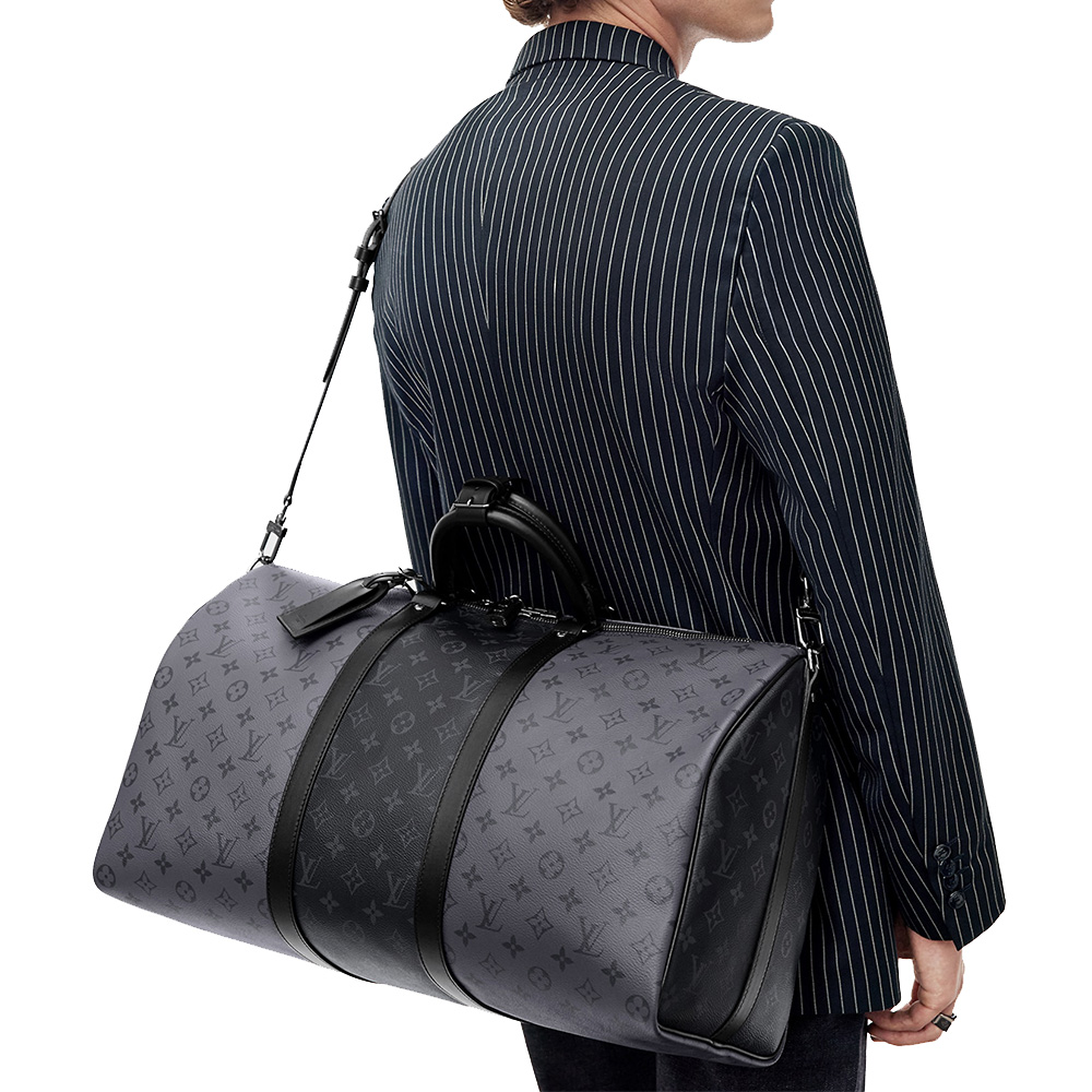 Keepall Bandouliere 50 Monogram Eclipse Duffle Bag Black