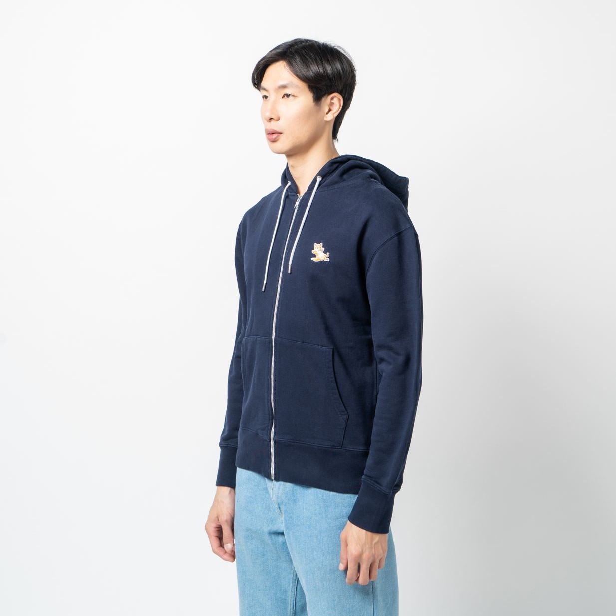 ★関税込★MAISON KITSUNE★Chillax Fox Patch Zipped Hoodie★ Maison Kitsune Chillax Fox Patch Zipped Hoodie Black – voilà.id
