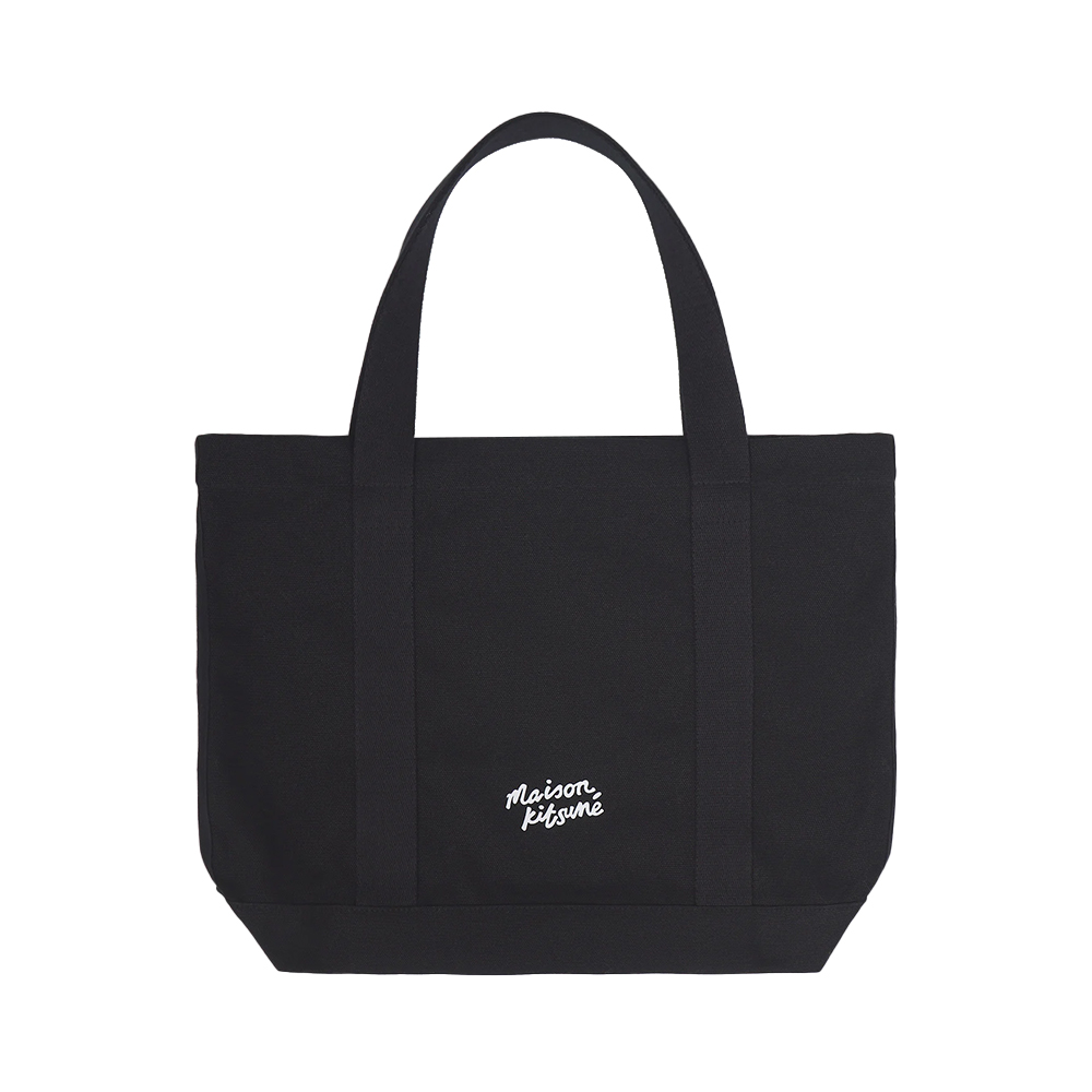 Maison Kitsunè Fox Head Print Cotton Tote Bag Black – voilà.id