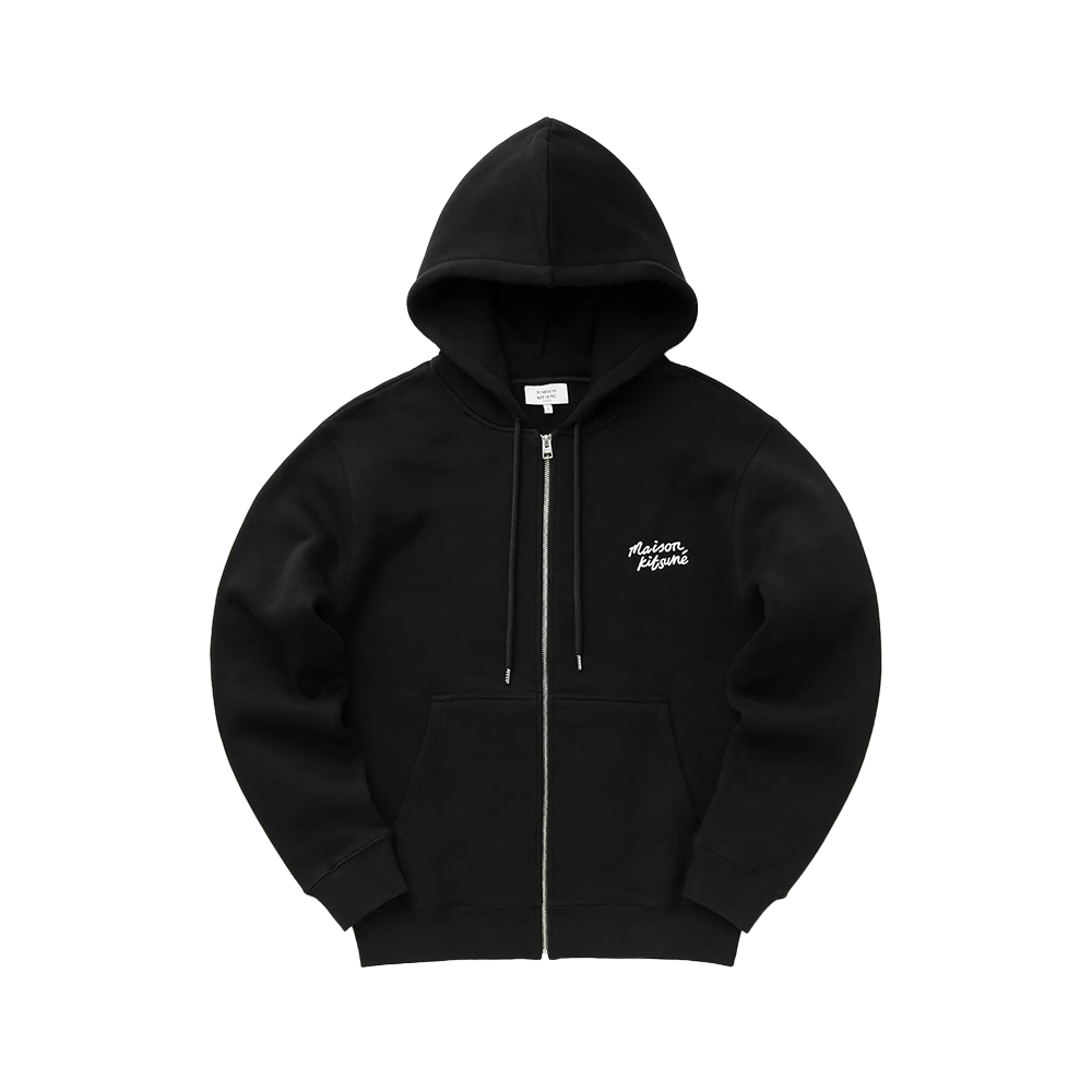 Maison Kitsunè Handwriting Comfort Zip Hoodie Black/White
