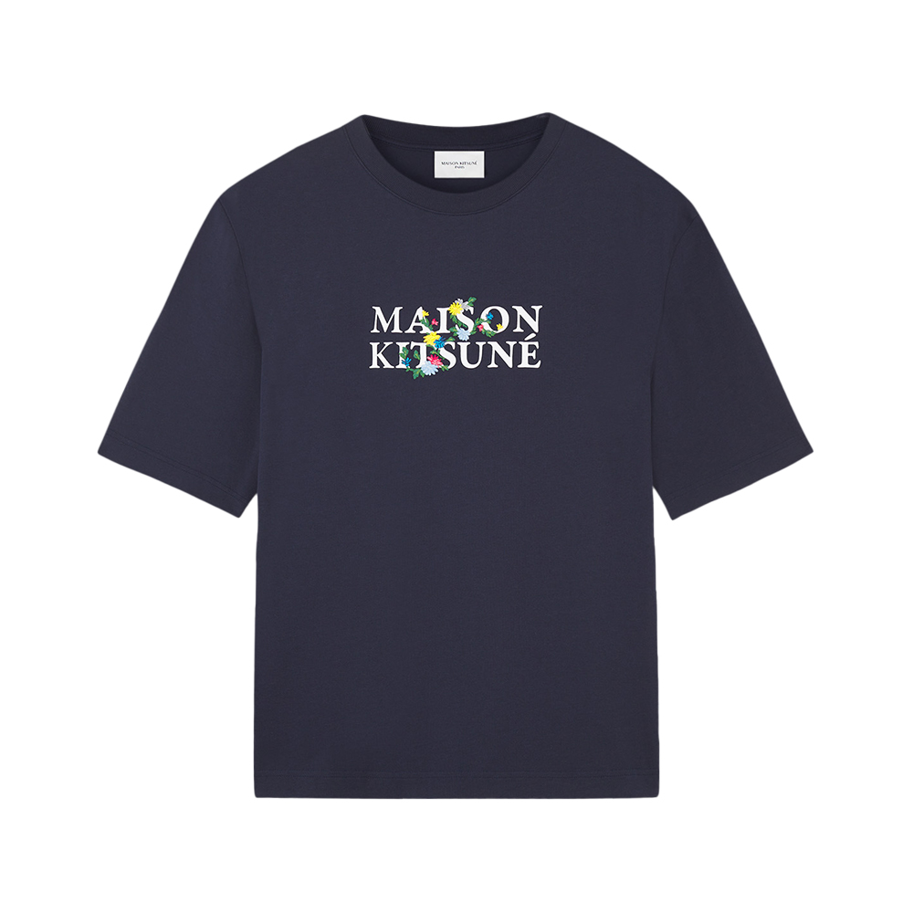 Maison Kitsune Flowers Logo Oversized T-Shirt Navy – voilà.id