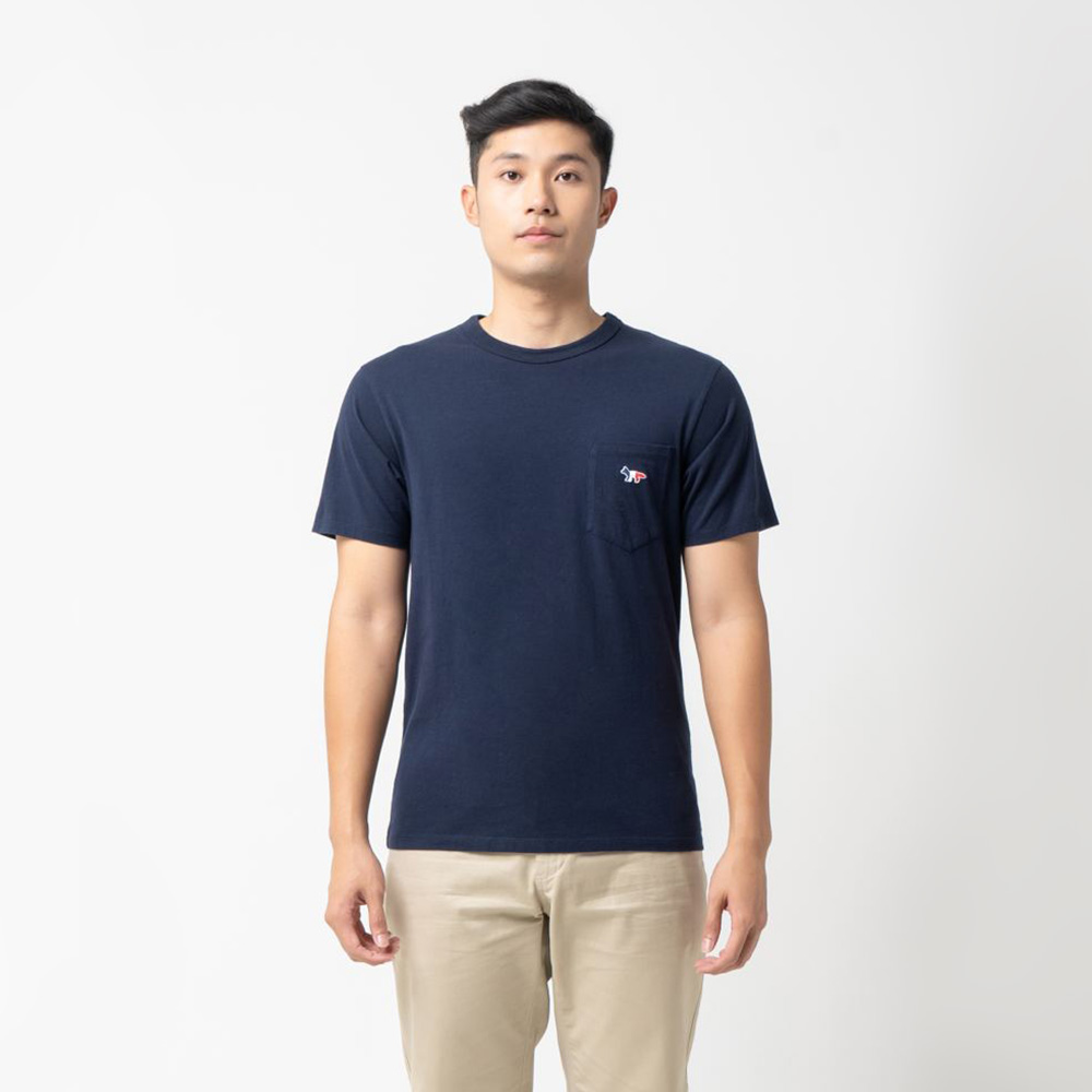 Maison Kitsune Tricolor Fox Patch Classic Pocket T-Shirt Maison Kitsune Tricolor Fox Patch Classic Pocket T-Shirt