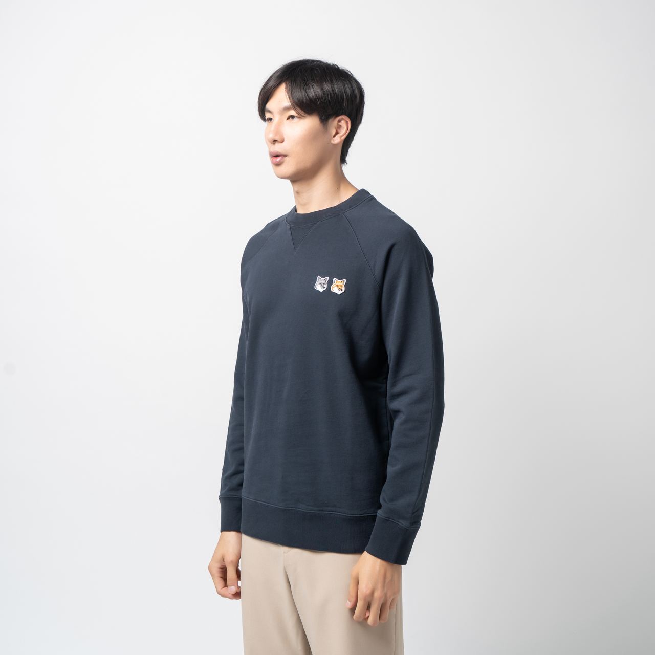 Maison Kitsune Double Fox Head Patch Sweatshirt Blue – voilà.id