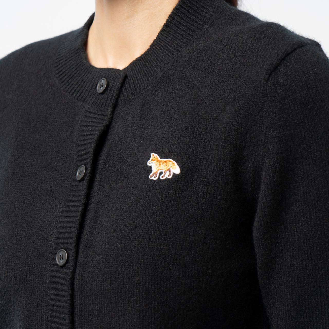 Maison Kitsuné Baby Fox Patch Fitted Cardigan Light Grey Melange