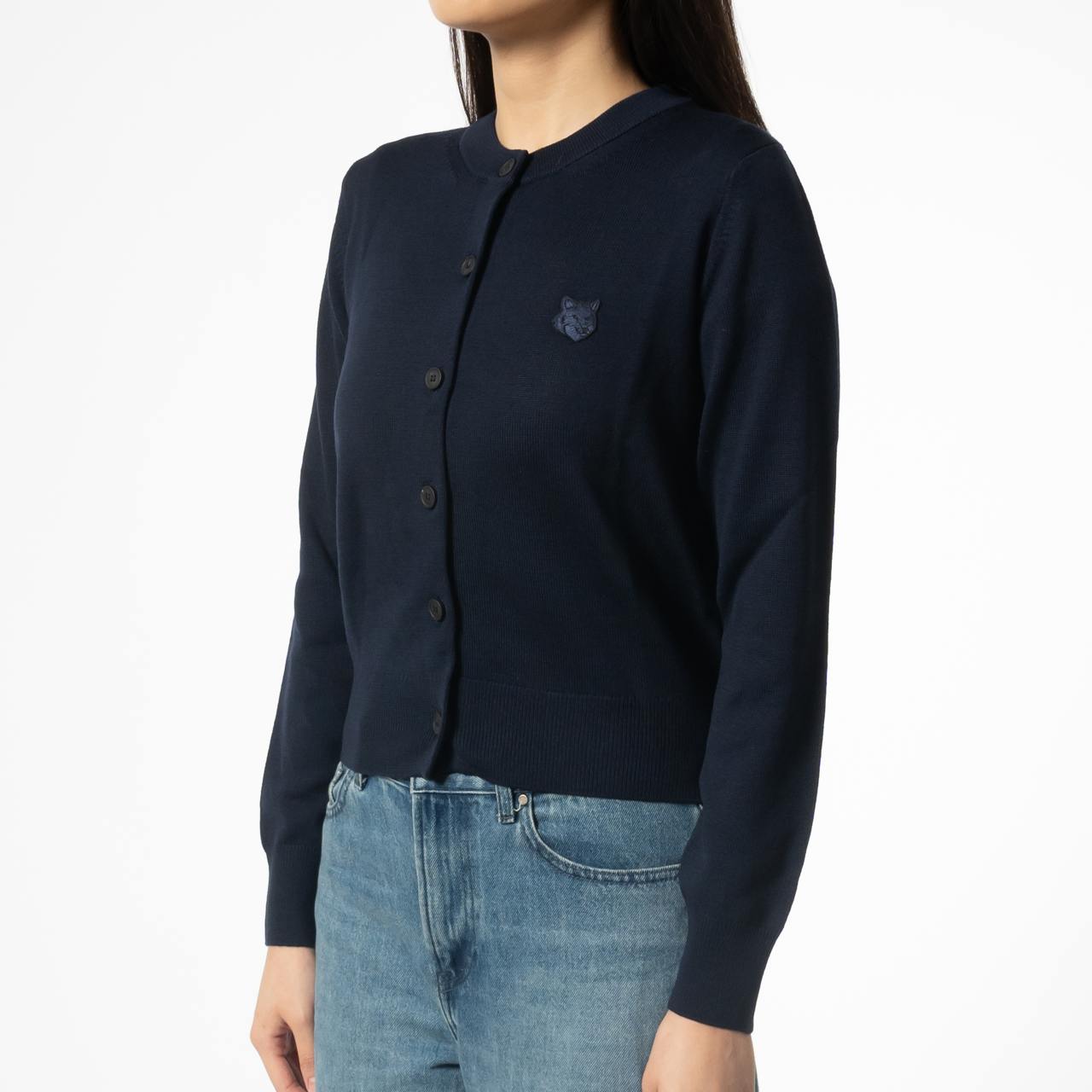 Maison Kitsunè Bold Fox Head Patch Regular Cardigan Navy