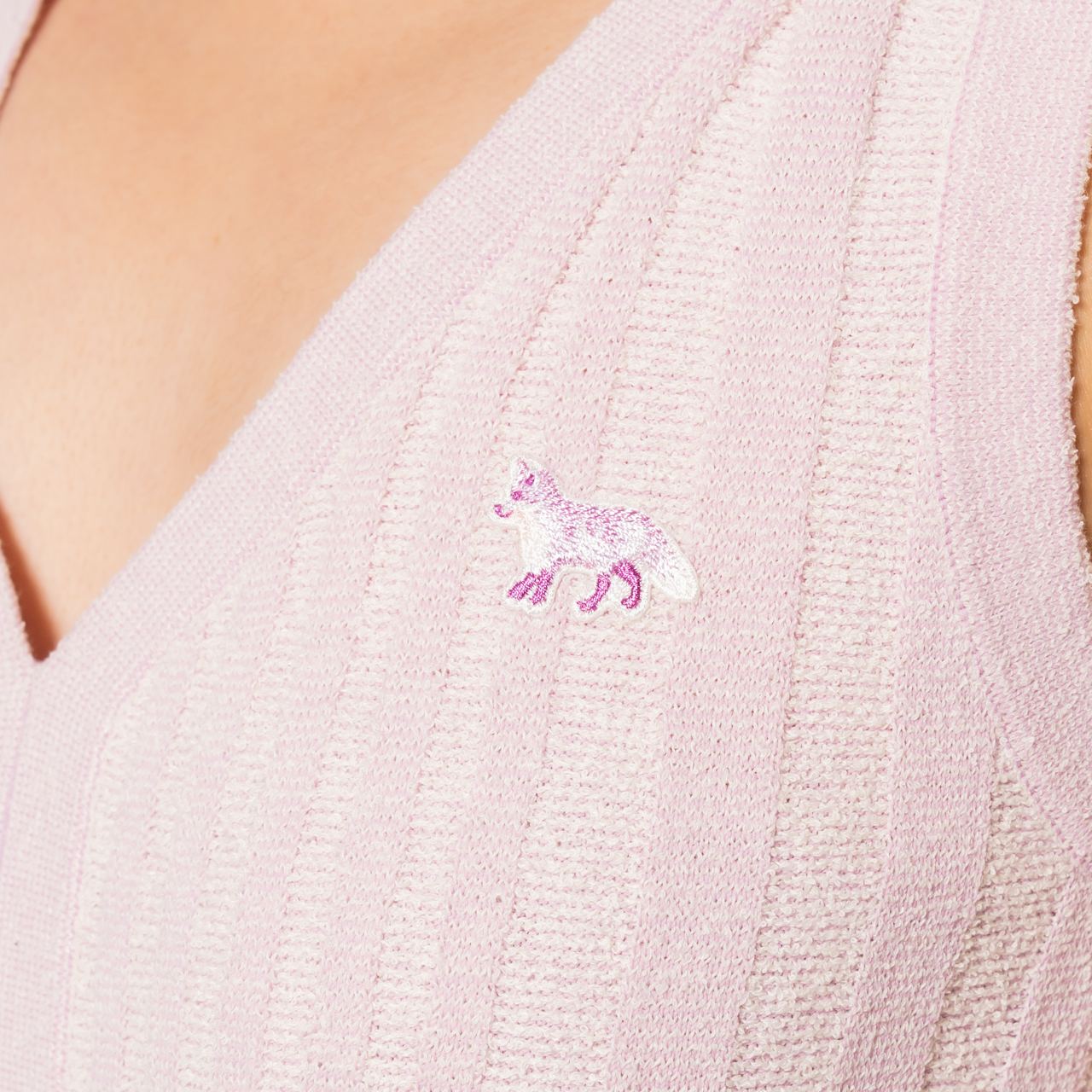 Maison Kitsunè Baby Fox Patch Ribbed Tank Top Lilac – voilà.id