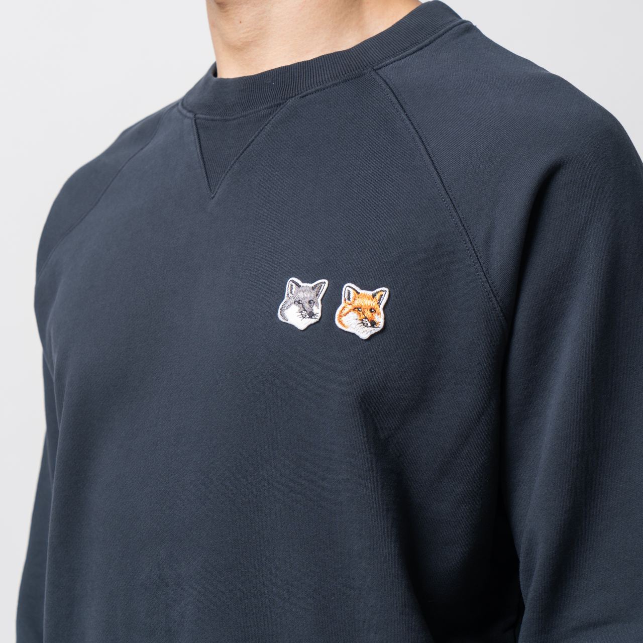 Maison Kitsune Double Fox Head Patch Sweatshirt Blue – voilà.id