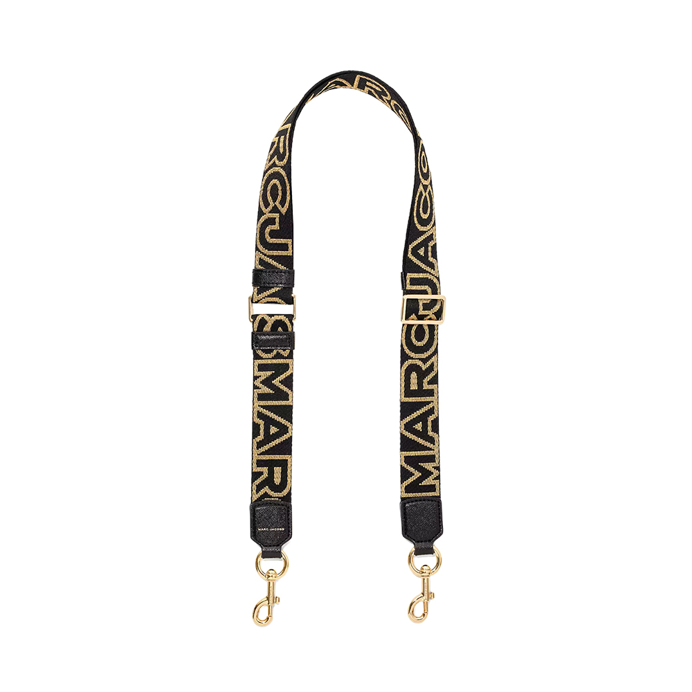 Marc Jacobs The Thin Outline Logo bing Strap Black Gold voilà.id