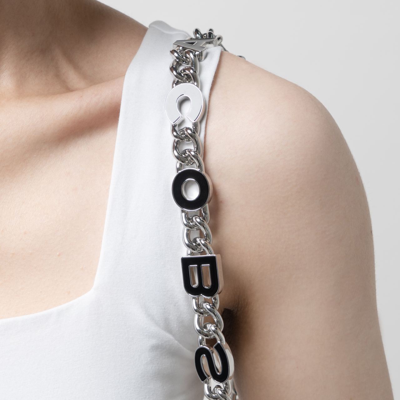 Marc Jacobs The Heart Charm Chain Shoulder Strap Black Silver