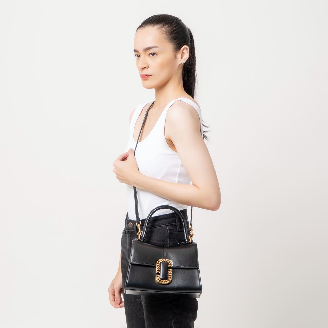 Marc Jacobs The St Marc Smooth Leather Top Handle Bag Black