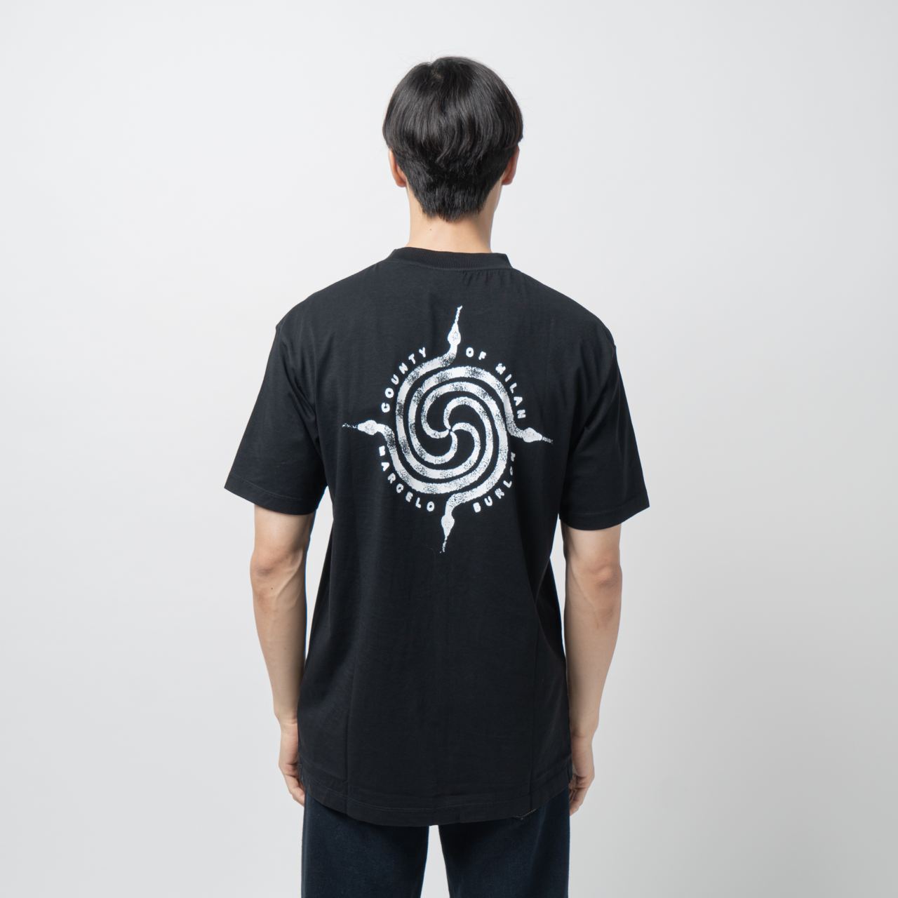 Tシャツ・カットソー MARCELO BURLON Men T Shirts CMAA054F23JER0041033 Black Marcelo Burlon cotton t-shirt Feathers Necklace black color