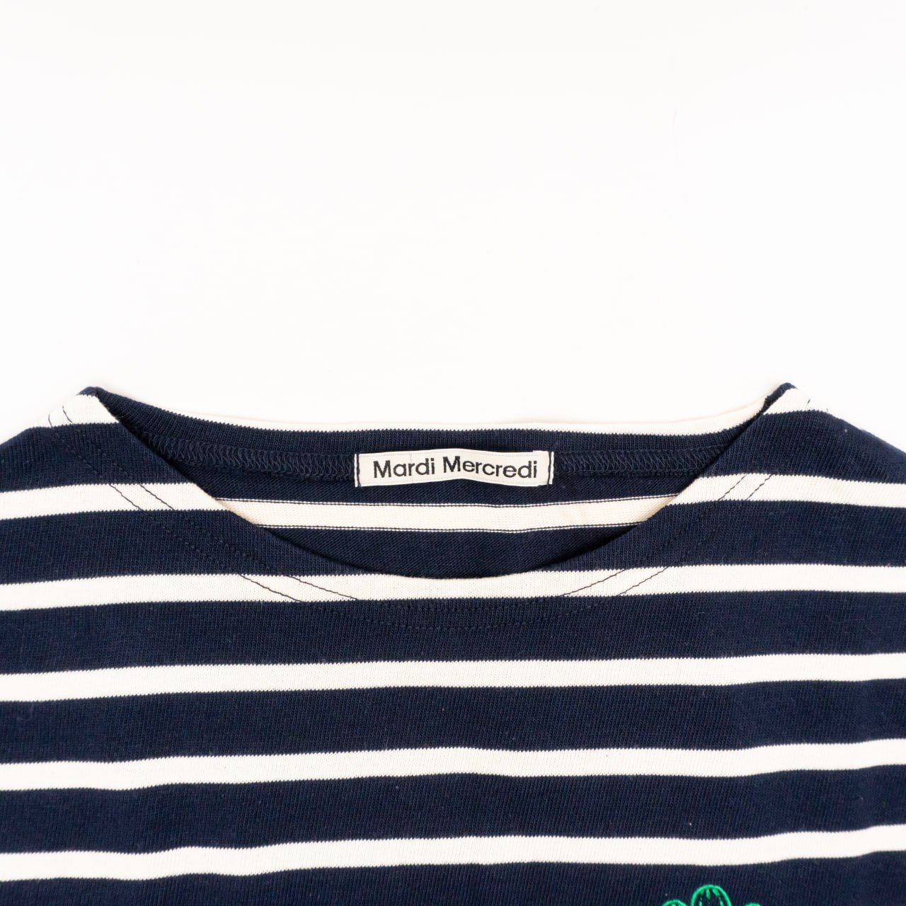 Mardi Mercredi Flower Long Sleeve Stripe T-Shirt Navy/Green – voilà.id
