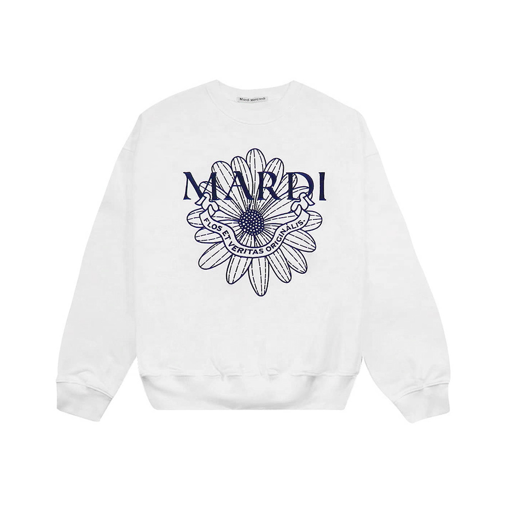 Mardi Mercredi Sweatshirt Flower M Alumni Needlework White
