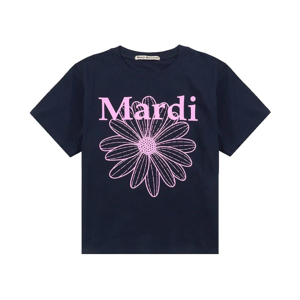 Mardi Mercredi Flower Slim T-Shirt Black Fuchsia – voilà.id
