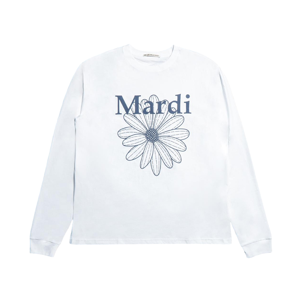 ●Mardi Mercredi●UNISEX TSHIRT LONG袖 + PANTS SET_WHITE-BL Mardi Mercredi Flower Long Sleeve T-Shirt White Navy – voilà.id
