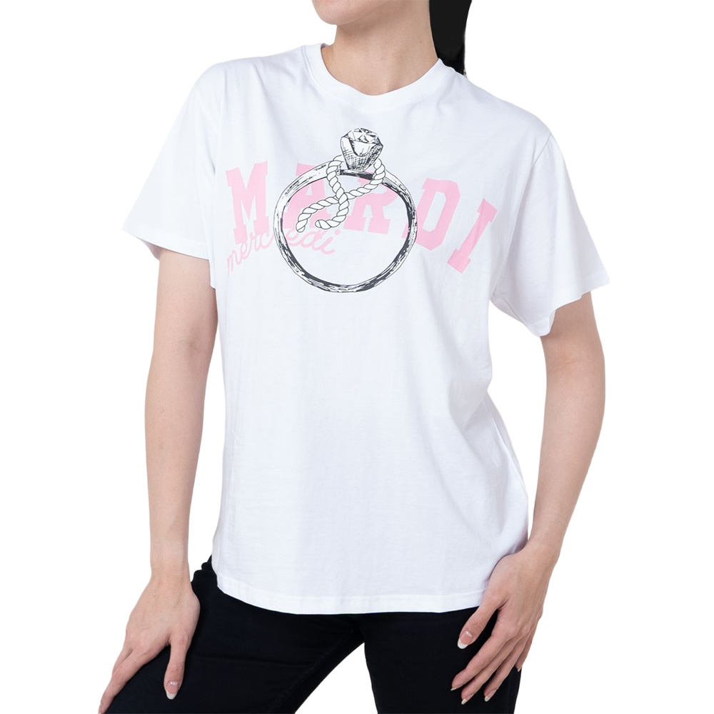 Tシャツ・カットソー Mardi Mercredi MARDIxNARDIS ROSE RINGER TSHIRT T-FIT 4BFT423 NARDIS MARDI x NARDIS Rose Ringer T Shirt Tight Fit - White