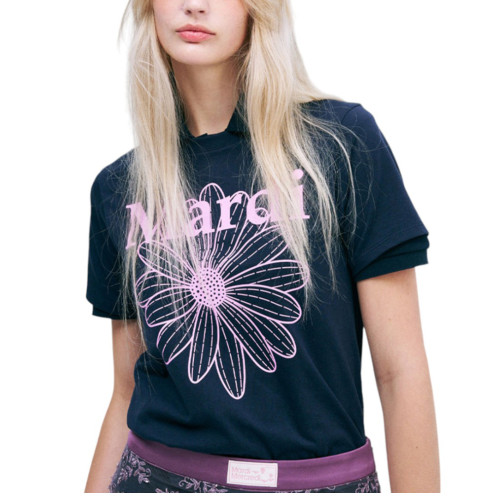 Mardi Mercredi Flower Slim T-Shirt Oatmeal Pink – voilà.id